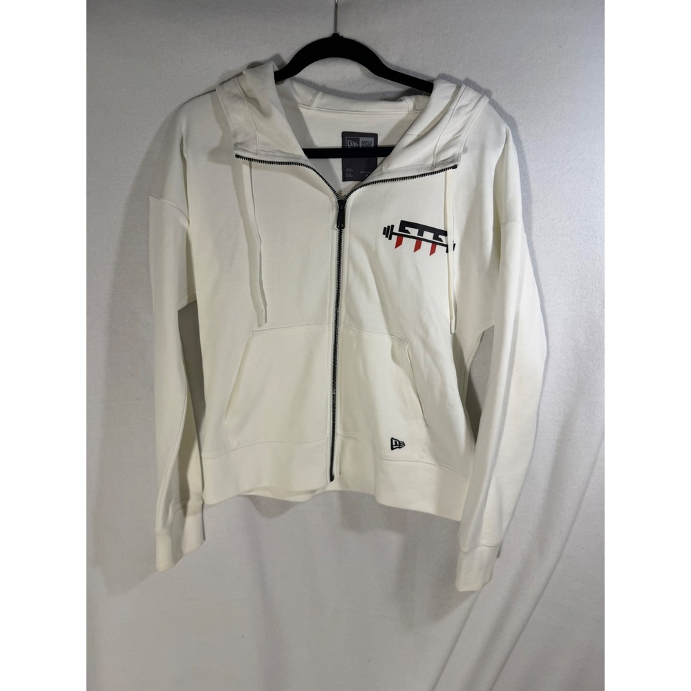 New Era FTF Barbell Graphic Full Zip Hoodie White Womens Medium Athletic Gym